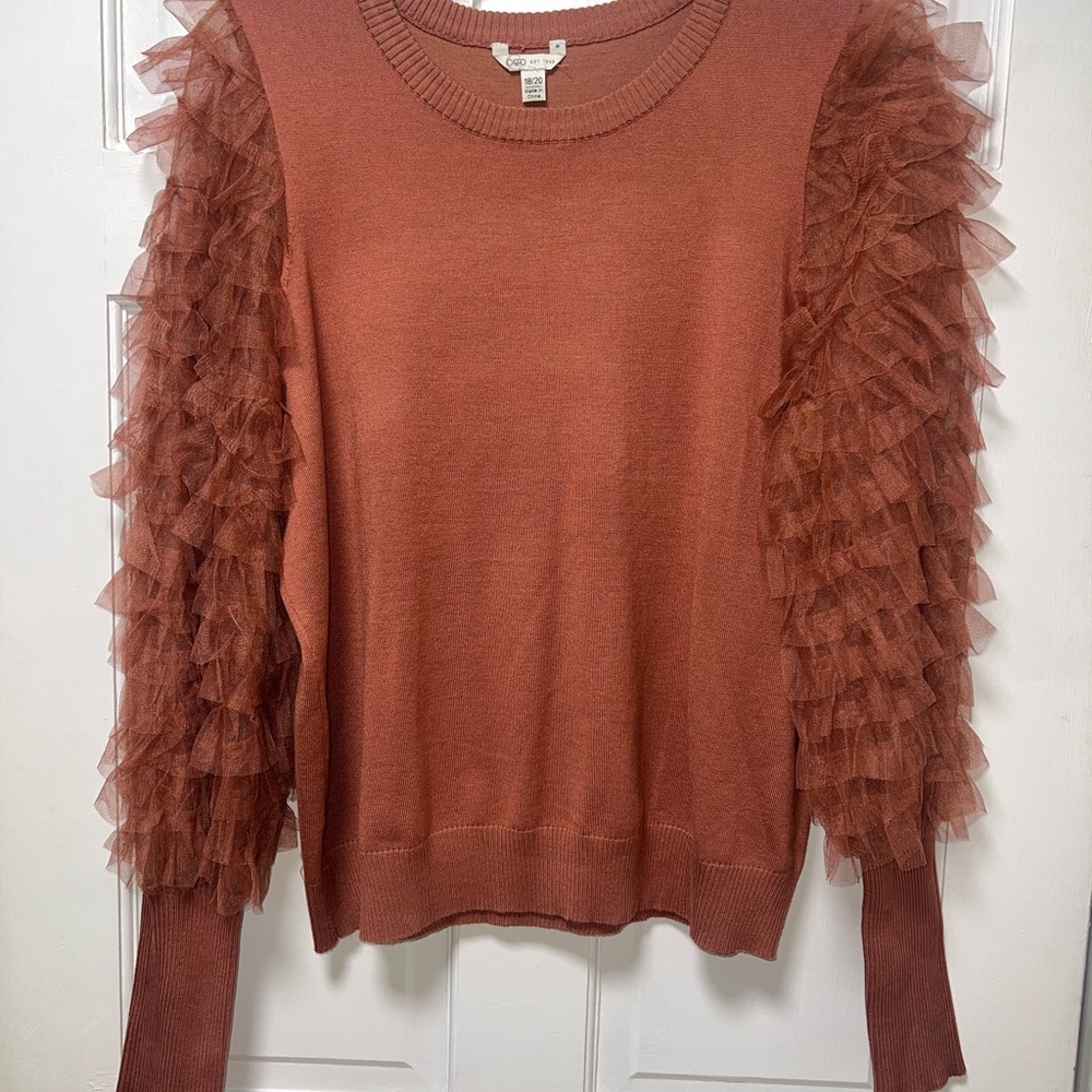 Cato 18/20 Rust Ruffle Sleeve Sweater